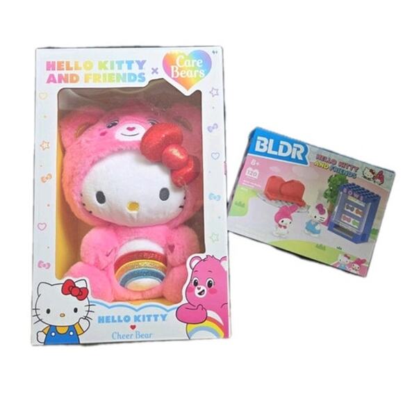 Care Bear & Hello Kitty Toy Bundle - Hello Kitty BLDR Blocks & HK Cheer Bear NEW - Picture 1 of 5